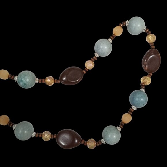 Crystal & Stone Necklaces Ropes or Chokers in Browns, Orange, and Blue - Picture 8 of 16